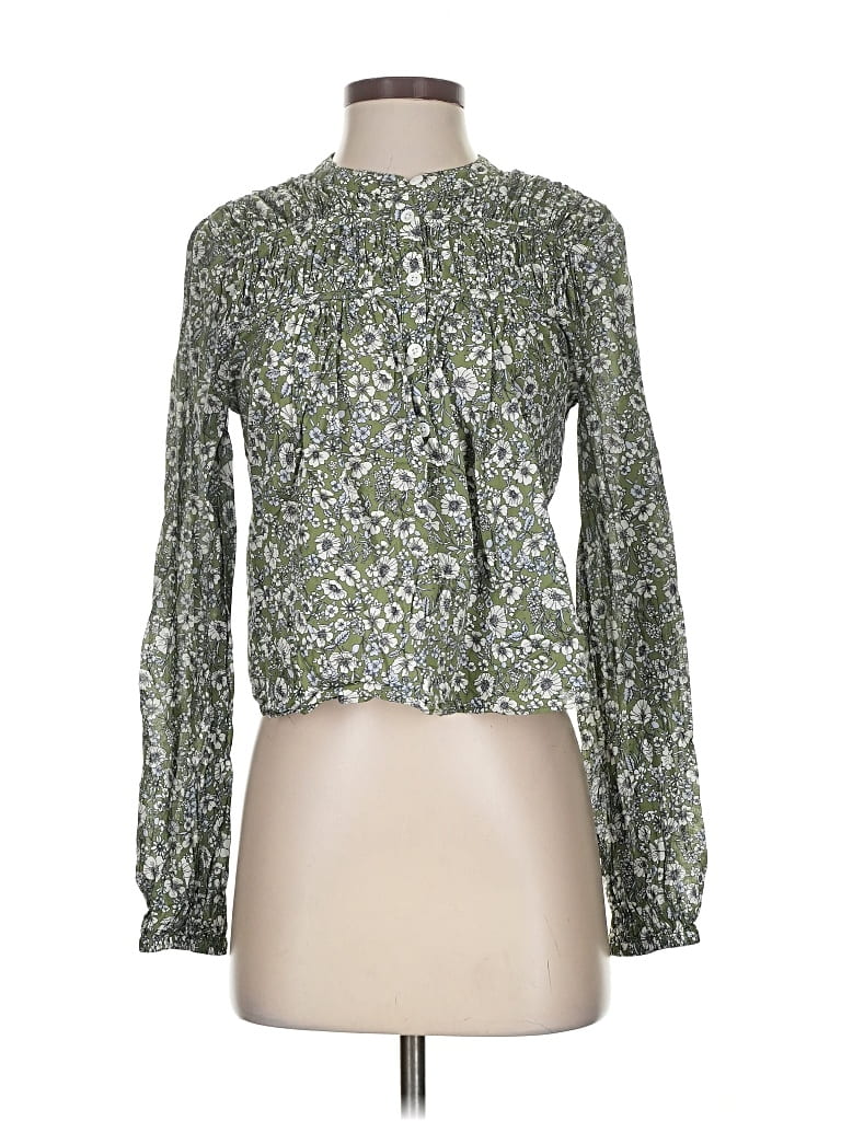 Pre-owned Veronica Beard Long Sleeve Blouse In Green