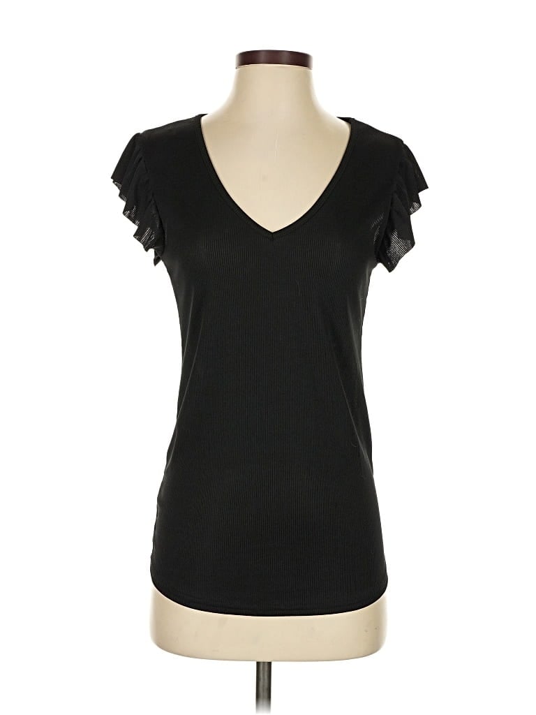 Boohoo Short Sleeve Top Black Sweetheart Neckline Tops