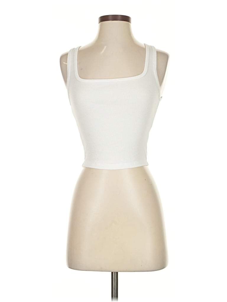 Pre-owned Tna Tank Top Ivory Strapless Neckline Tops In White