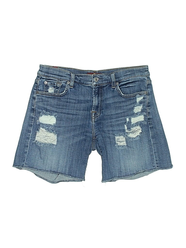 Pre-owned 7 For All Mankind Denim Shorts In Blue