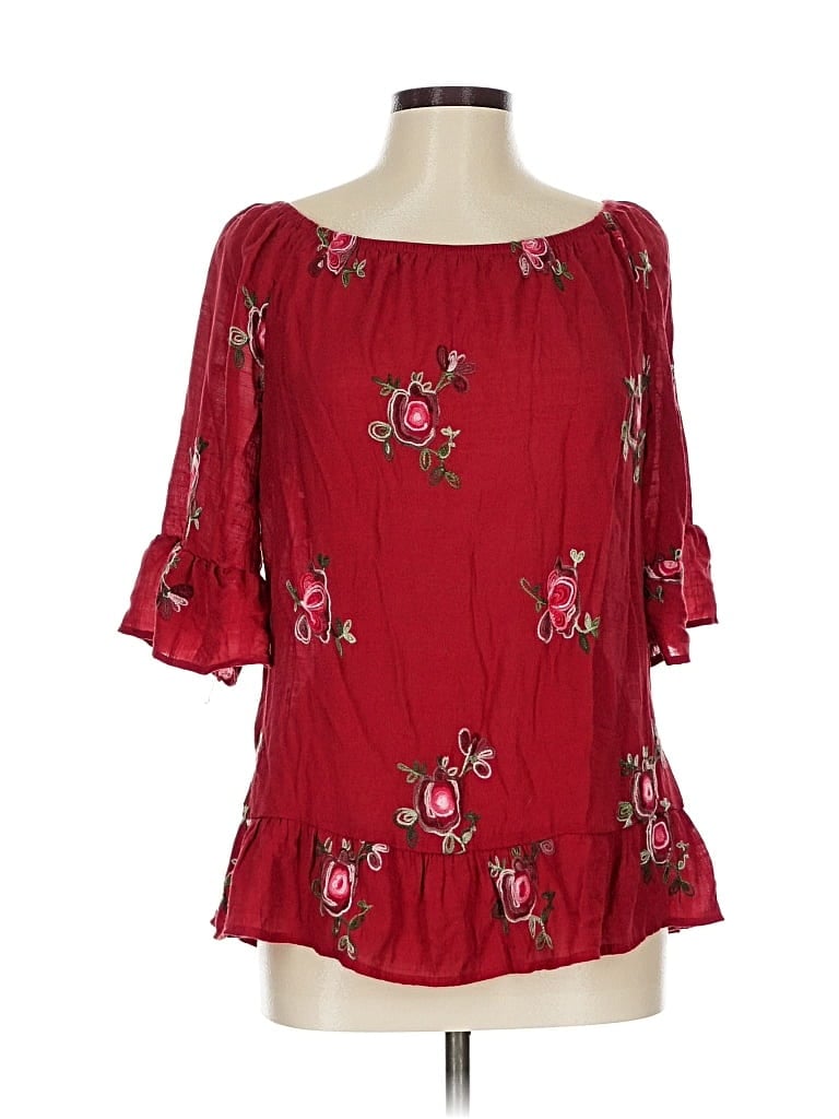 Pre-owned Figueroa & Flower 3/4 Sleeve Blouse In Red