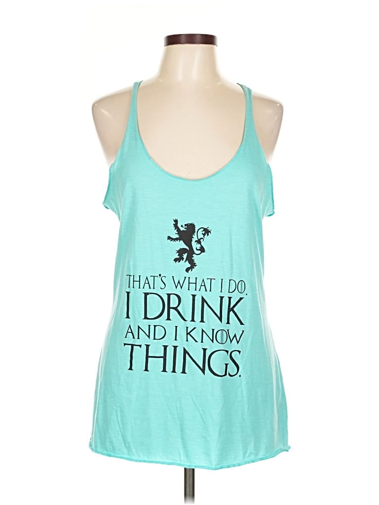 Pre-owned Next Level Apparel Tank Top Teal Halter Neckline Tops In Blue