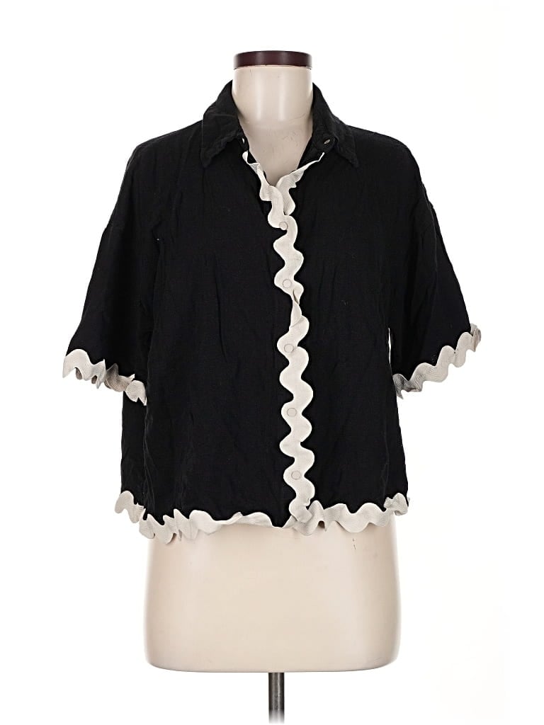 Pre-owned Anniewear Short Sleeve Blouse In Black