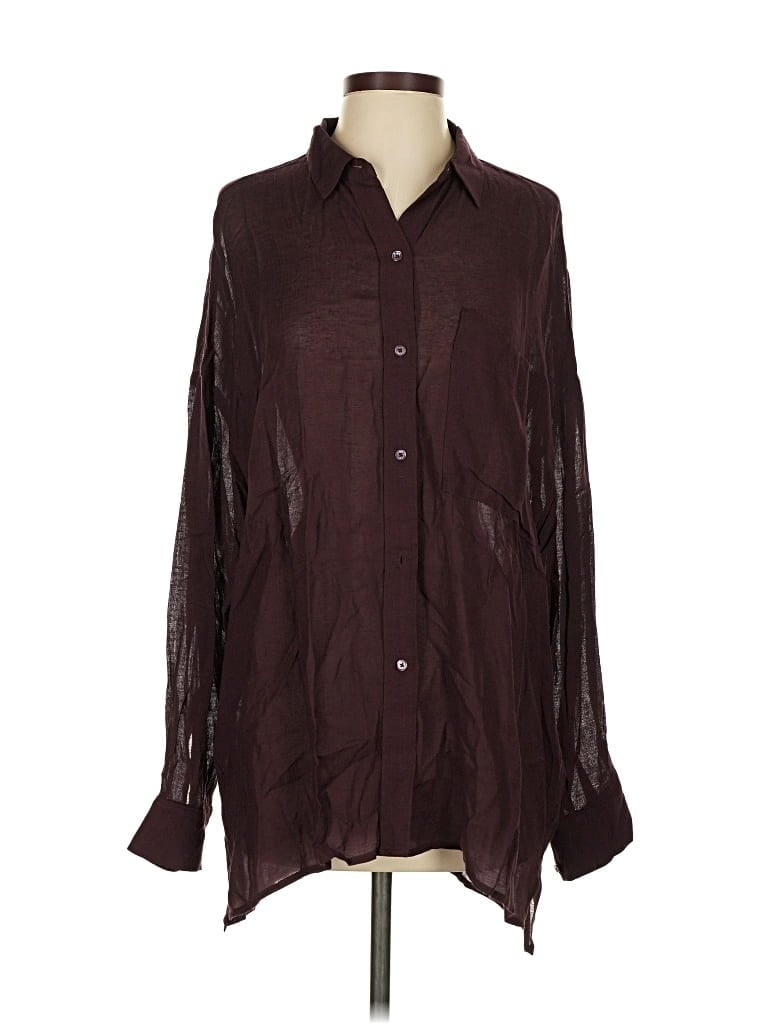 WILFRED FREE Pre-owned Long Sleeve Button Down Shirt In Burgundy