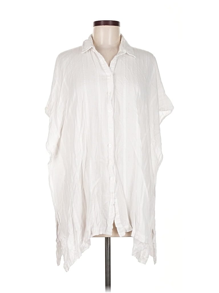 Pre-owned Lulus Short Sleeve Blouse In White