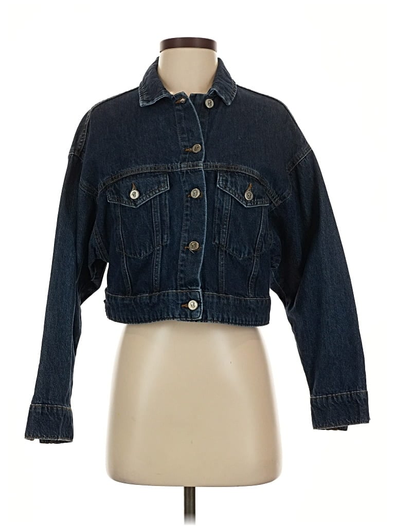 Pre-owned Pilcro And The Letterpress Denim Jacket In Blue