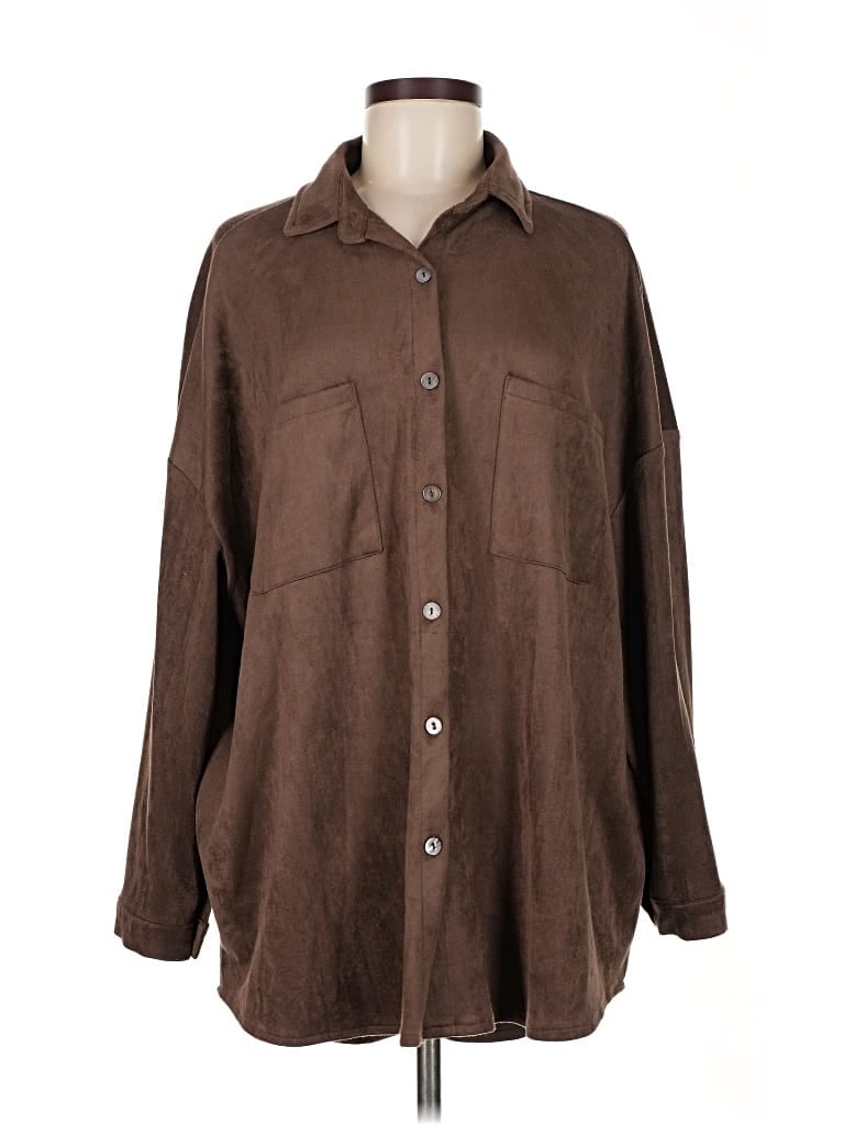 Pre-owned Olivaceous Long Sleeve Button Down Shirt In Brown