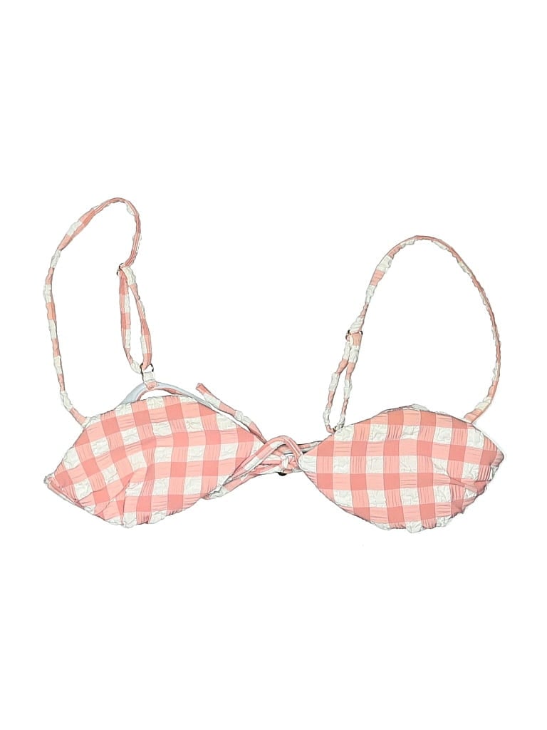 Pre-owned Montce Swimsuit Top Pink Checkered/gingham Pattern Swimwear