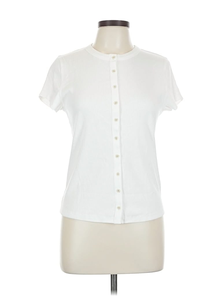 Banana Republic Short Sleeve Henley Shirt In White