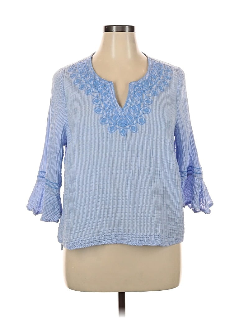 Pre-owned Crown & Ivy 3/4 Sleeve Blouse In Blue