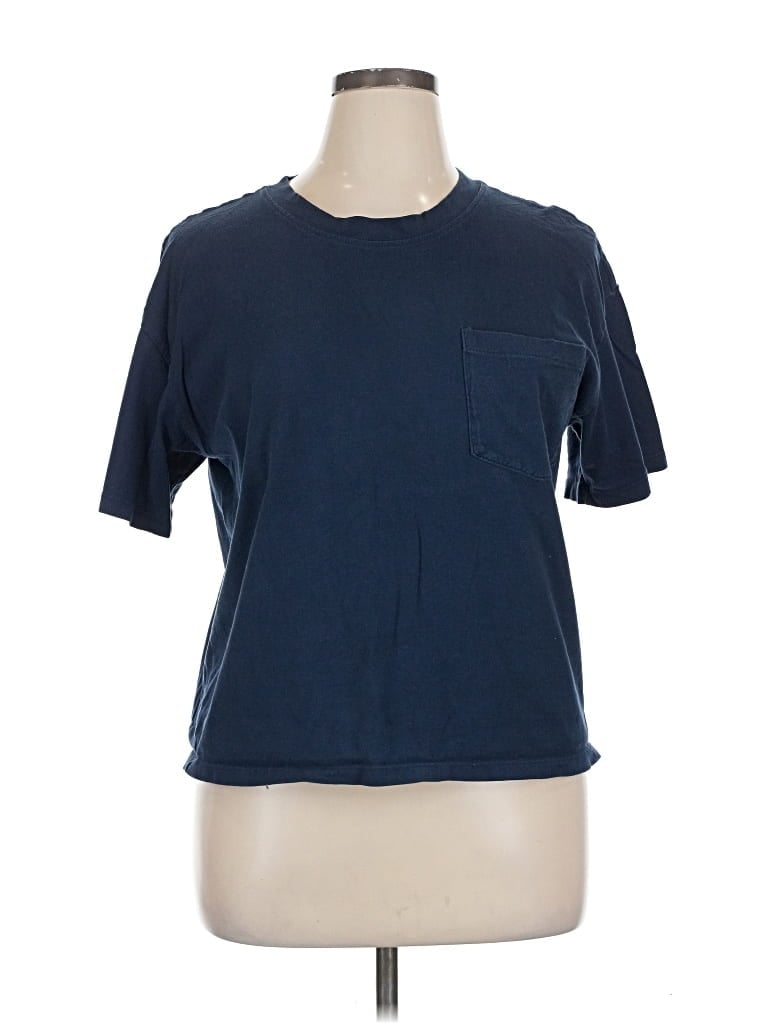 Pre-owned Time And Tru Short Sleeve Top Blue Crew Neck Tops