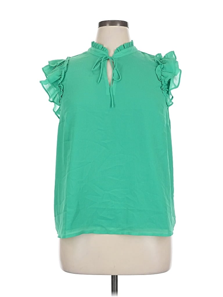 Pre-owned J.crew Factory Store Short Sleeve Blouse In Green