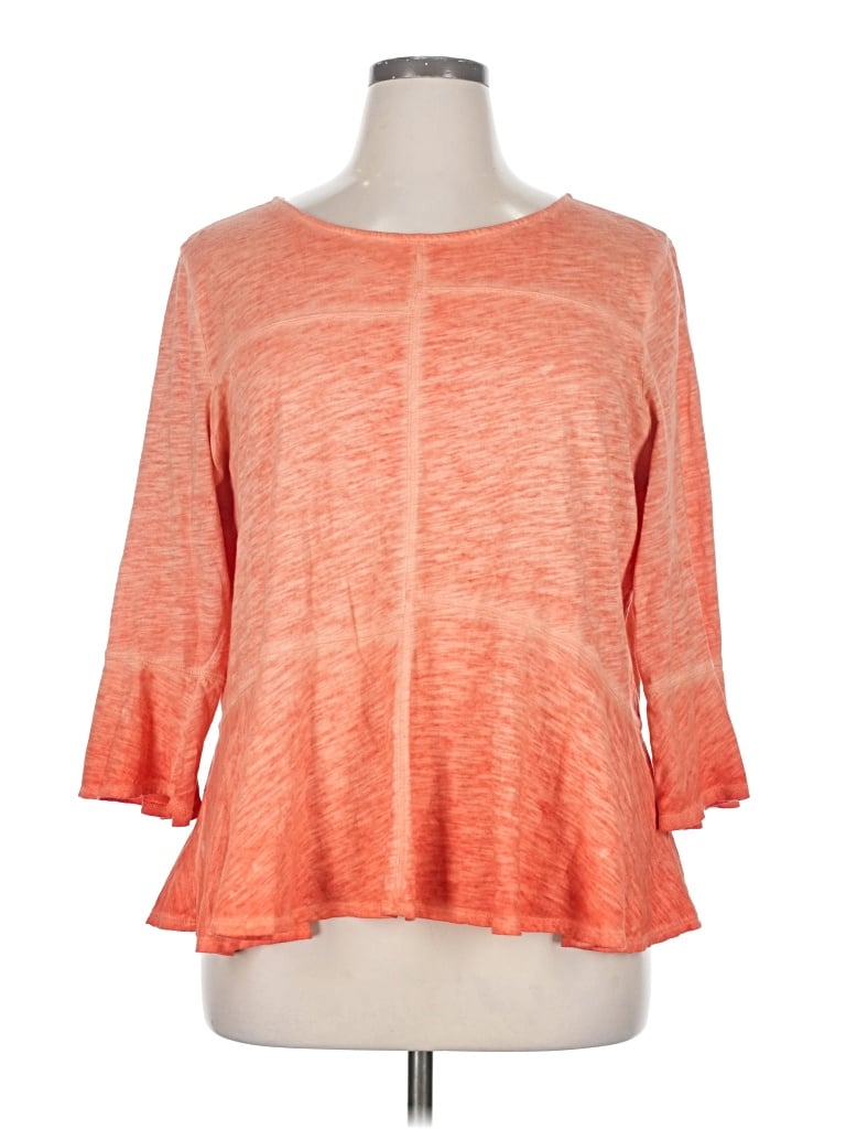Pre-owned Akemi + Kin 3/4 Sleeve Top Orange Boatneck Tops