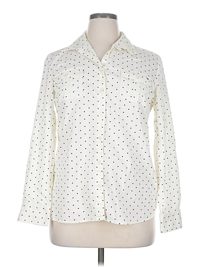 Pre-owned Tommy Hilfiger Long Sleeve Polo Shirt In White