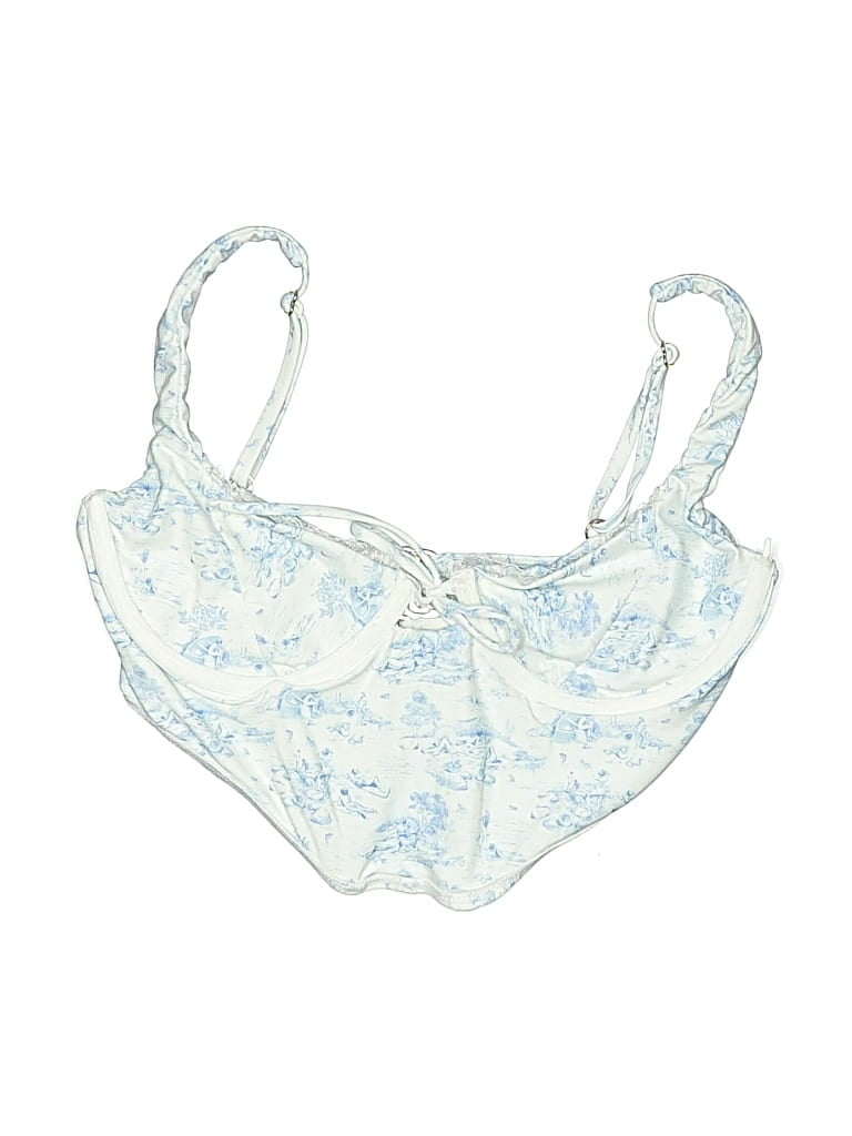 Pre-owned Tularosa Swimsuit Top Ivory Paisley Pattern Swimwear In White