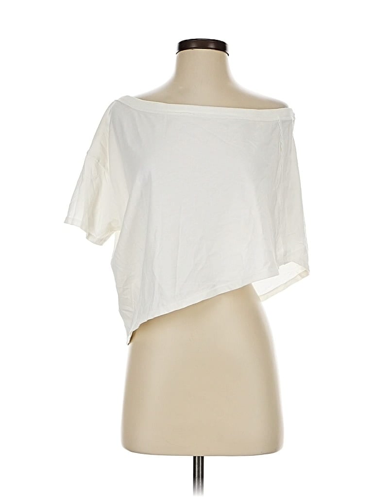 Pre-owned We The Free Short Sleeve Top Ivory One Shoulder Neckline Tops In White