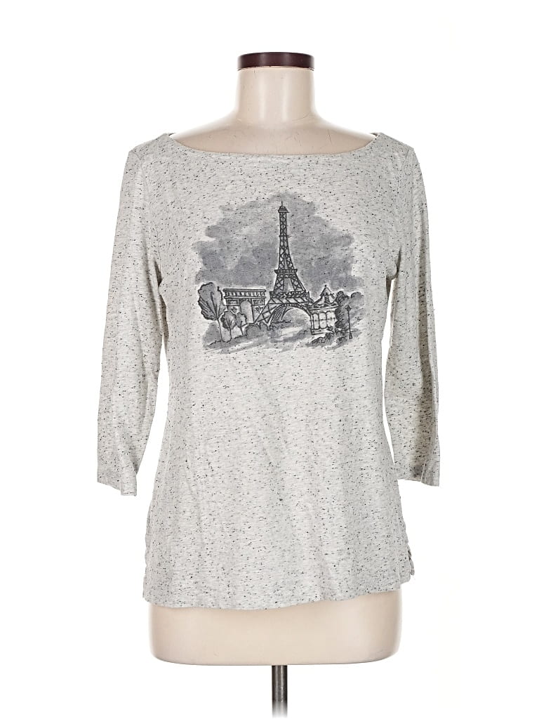 Pre-owned Ann Taylor Loft Outlet 3/4 Sleeve T-shirt In Silver
