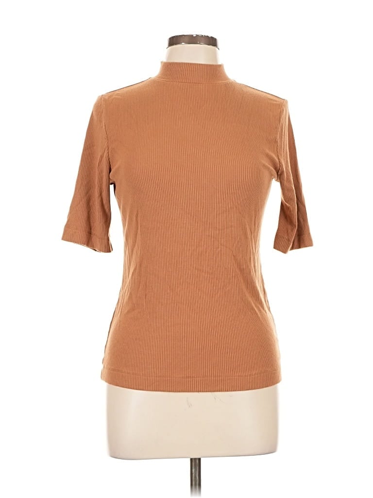 Pre-owned Truth By Republic Short Sleeve Turtleneck In Brown