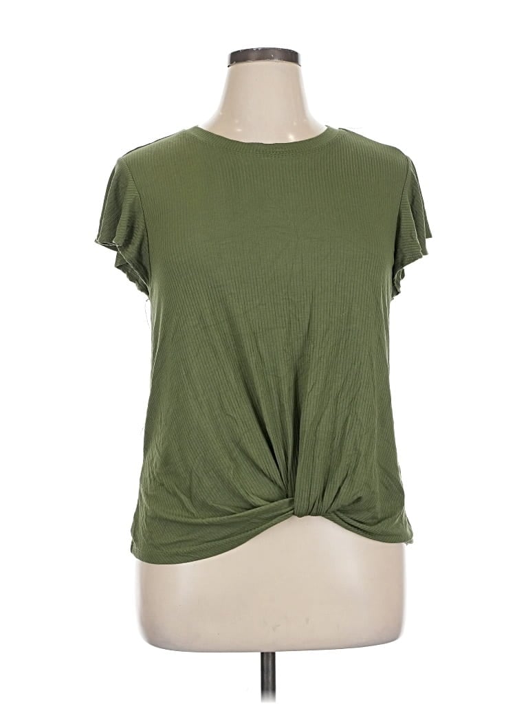 Pre-owned Time And Tru Short Sleeve Top Green Crew Neck Tops