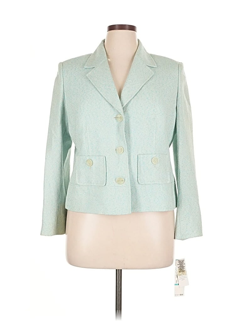 Pre-owned Kasper Silk Blazer Jacket In Blue