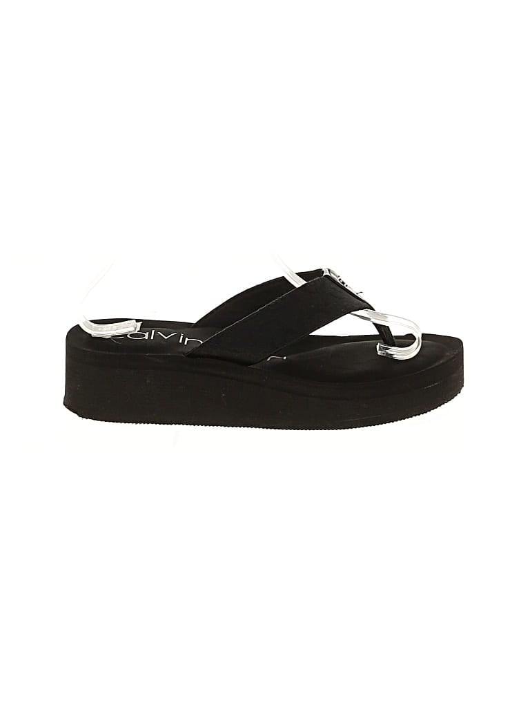 Pre-owned Calvin Klein Flip Flops In Black