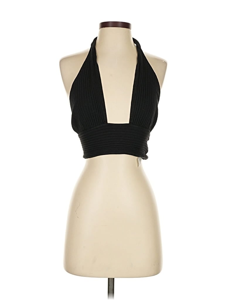 Pre-owned Callahan Halter Top Black Halter Neckline Tops