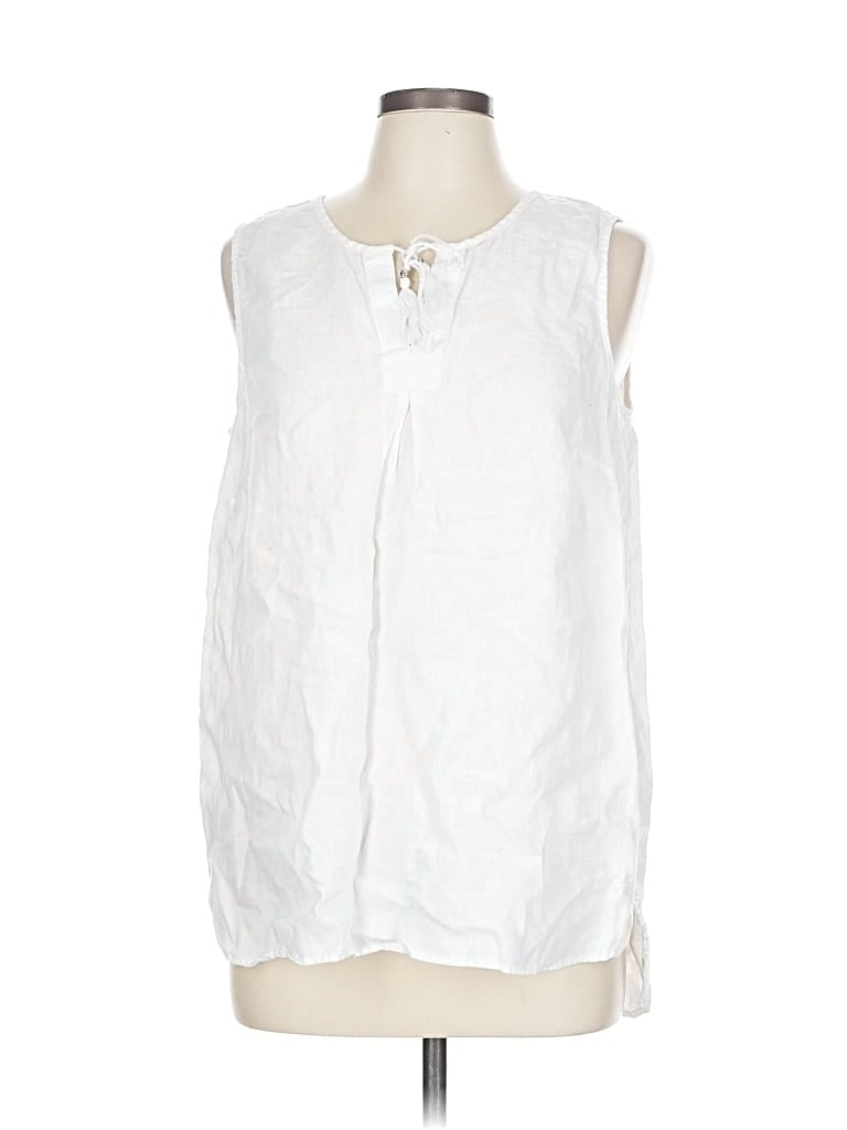 Pre-owned Company Ellen Tracy Sleeveless Blouse In White
