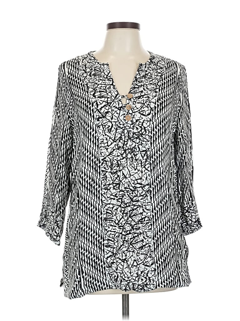 Pre-owned Soft Surroundings 3/4 Sleeve Blouse In Silver