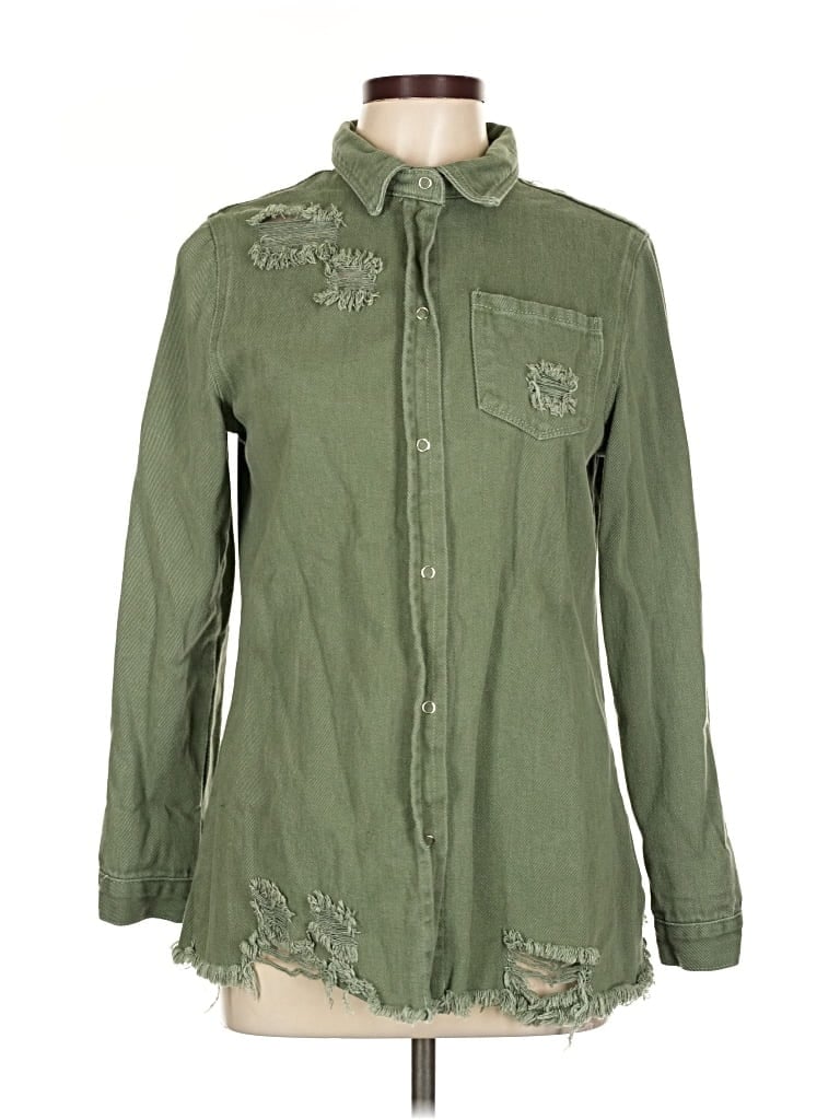 Pre-owned Unbranded Long Sleeve Button Down Shirt In Green