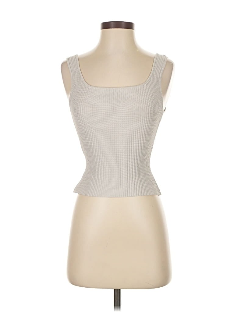 Pre-owned Mng Tank Top Ivory Strapless Neckline Tops In White