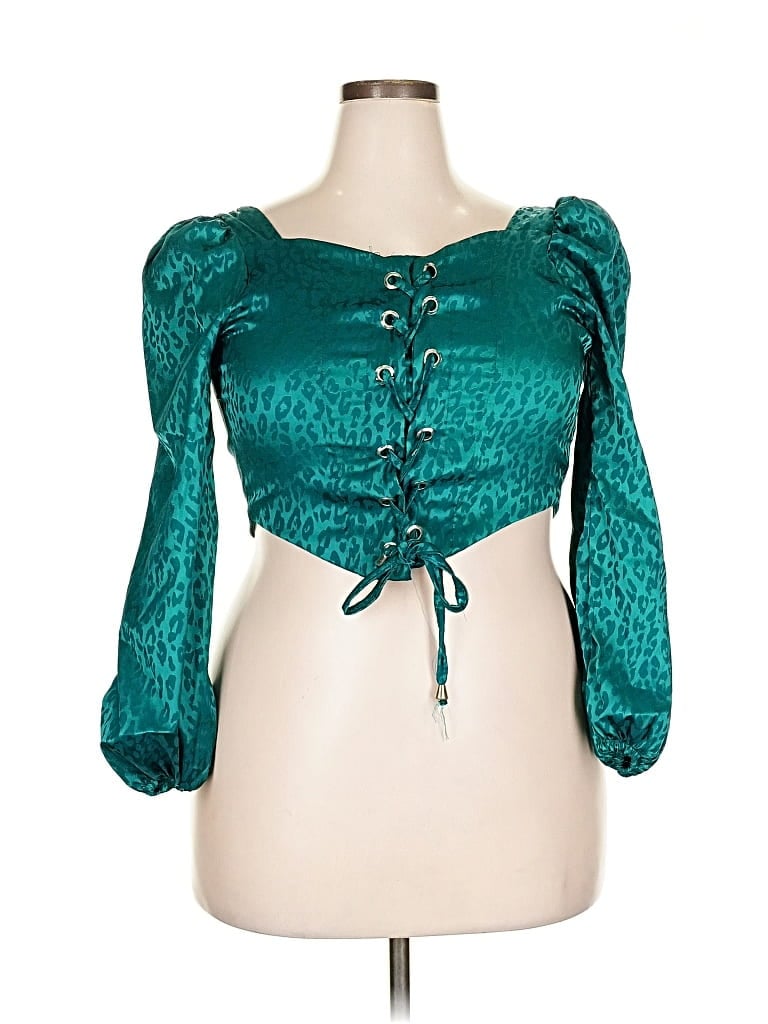 Pre-owned Assorted Brands 3/4 Sleeve Blouse In Blue