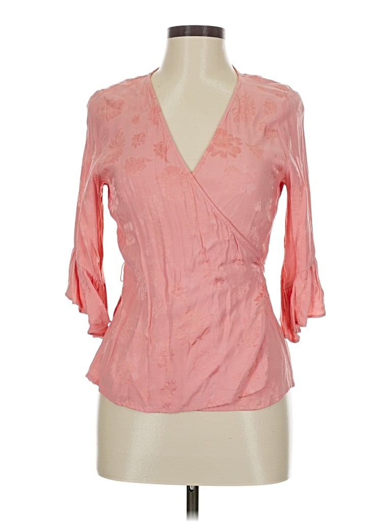 Pre-owned Express 3/4 Sleeve Blouse In Pink