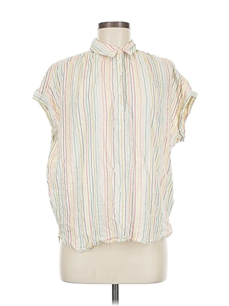 Pre-owned Madewell Short Sleeve Blouse In White
