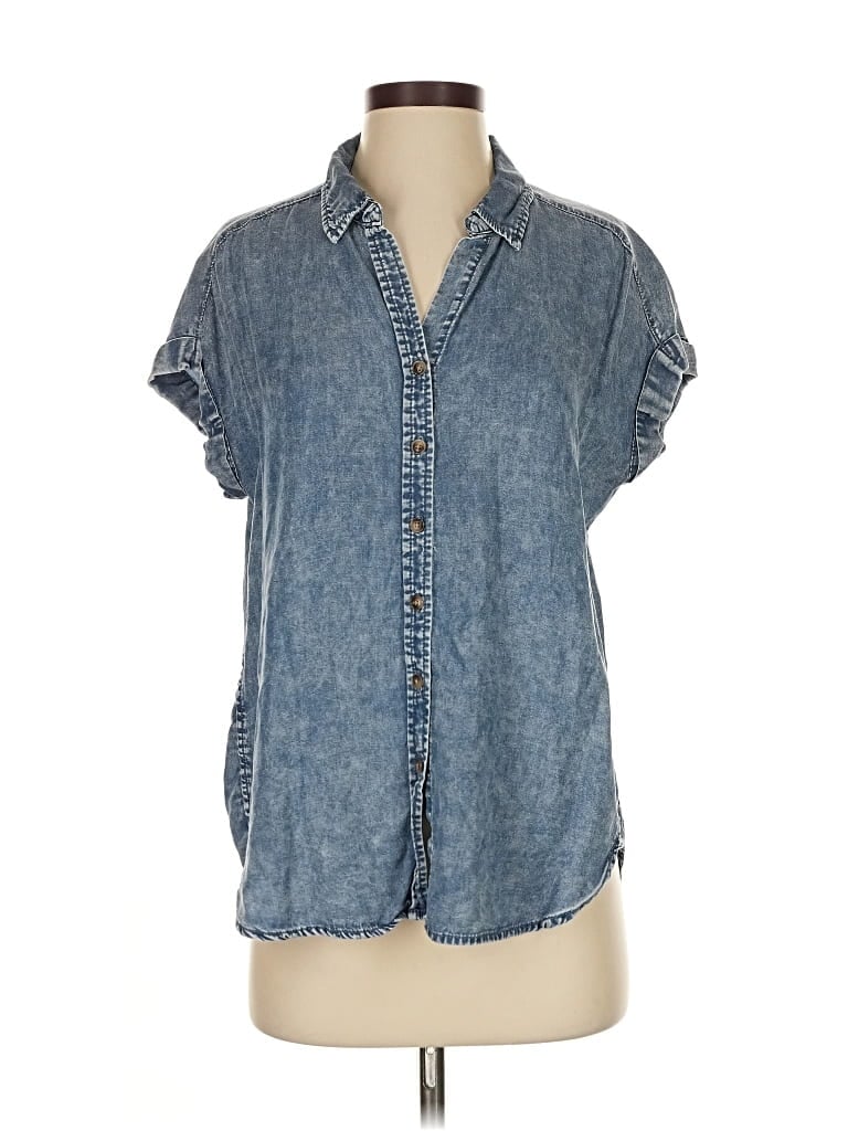 Pre-owned Jane And Delancey Short Sleeve Blouse In Blue
