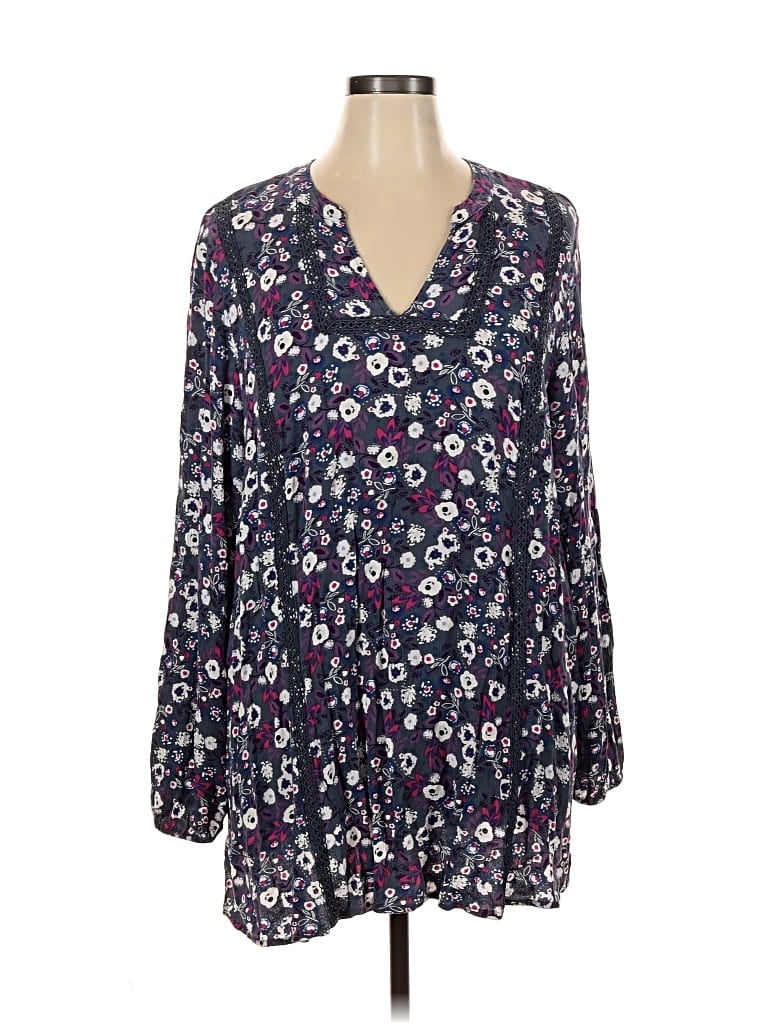 Pre-owned Lane Bryant Long Sleeve Blouse In Purple