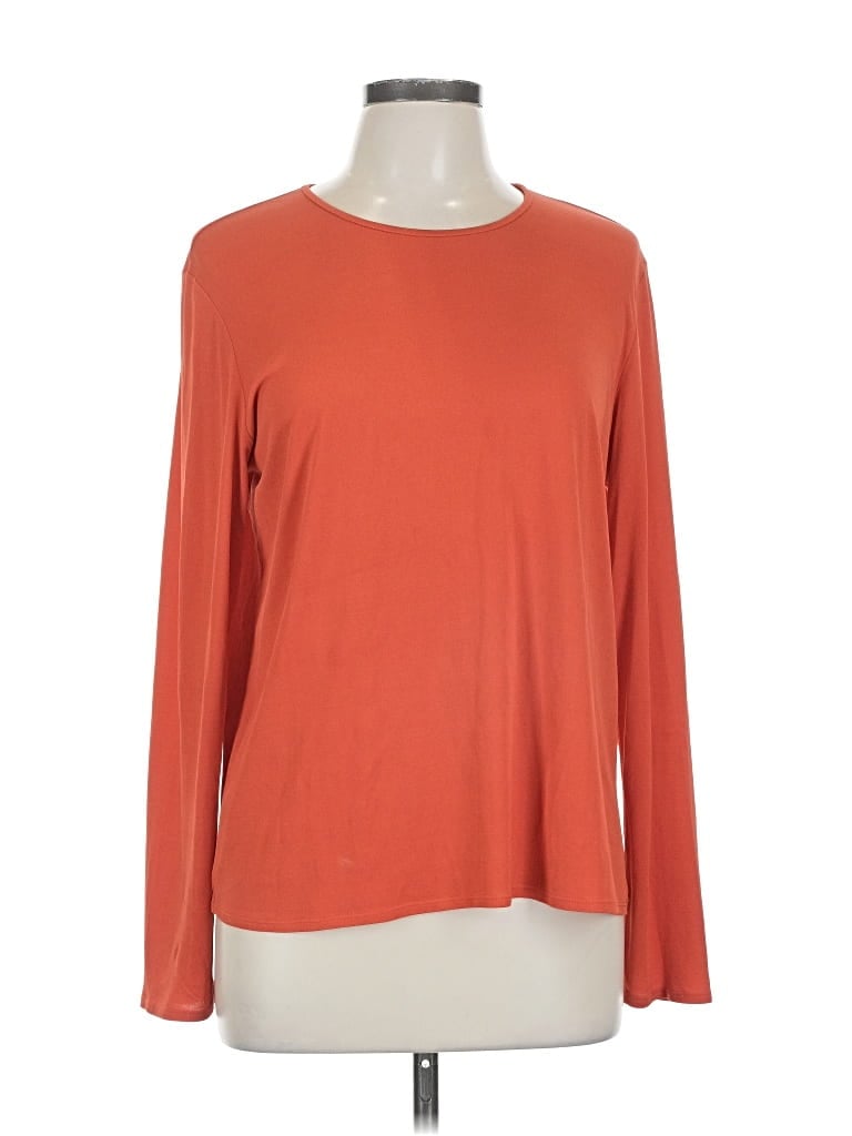 Pre-owned Eileen Fisher Long Sleeve Top Red Boatneck Tops