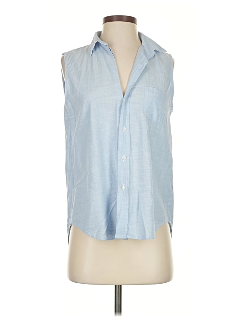 Pre-owned Frank & Eileen Sleeveless Button Down Shirt In Blue