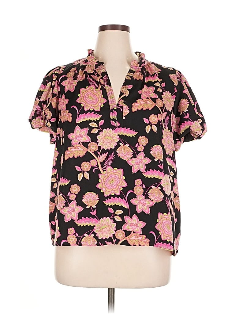 Pre-owned Rose + Olive Short Sleeve Blouse In Pink