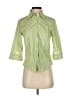 J. McLaughlin Stripes Green 3/4 Sleeve Button-Down Shirt Size 4 - photo 1