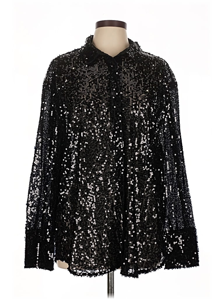 Pre-owned 4th & Reckless Long Sleeve Blouse In Black