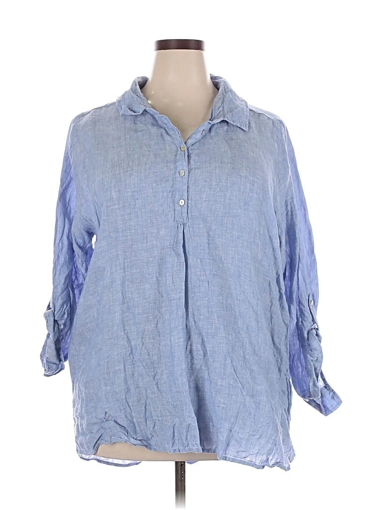 Pre-owned Jones New York 3/4 Sleeve Button Down Shirt In Blue