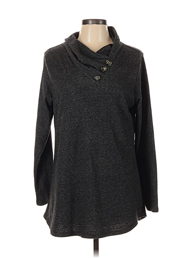 Pre-owned Keren Hart Long Sleeve Top Gray Cowl Neck Tops