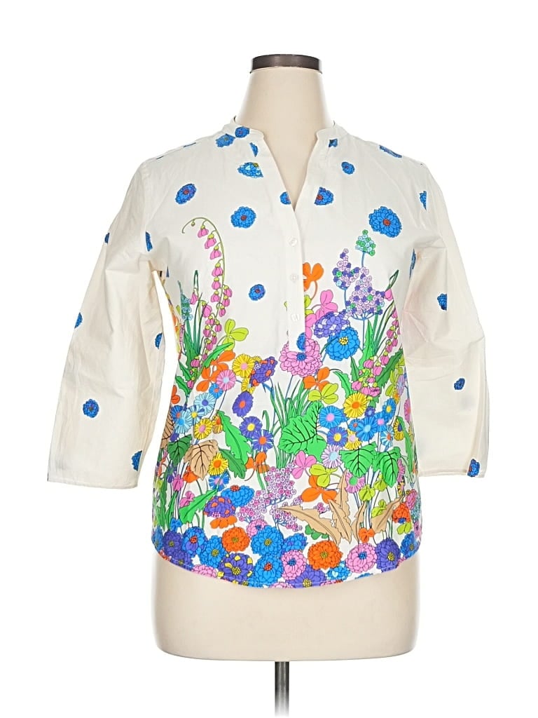 Pre-owned Vilagallo 3/4 Sleeve Button Down Shirt In White