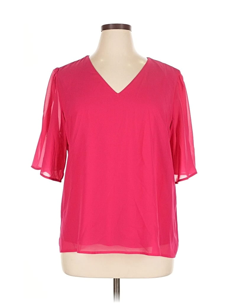 Pre-owned Jm Collection Short Sleeve Blouse In Pink