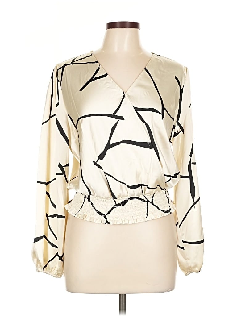 Pre-owned Pleione 3/4 Sleeve Blouse In White