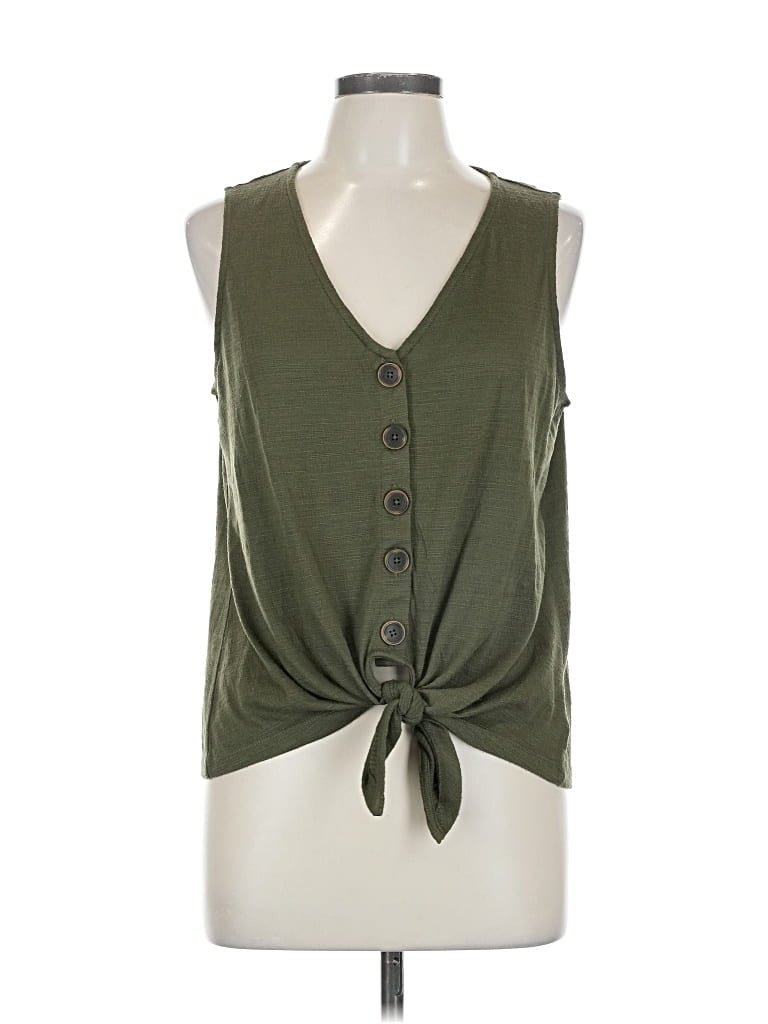 Pre-owned Sanctuary Sleeveless Top Green Plunge Neckline Tops