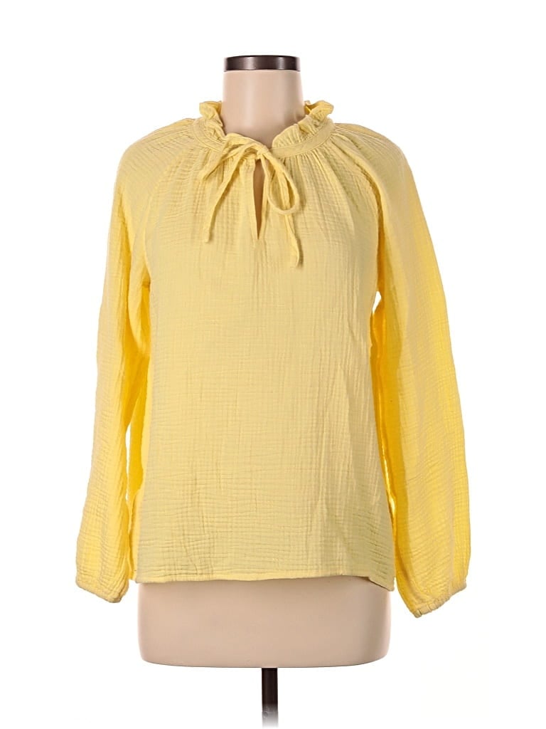 Pre-owned J.crew Factory Store Long Sleeve Blouse In Yellow