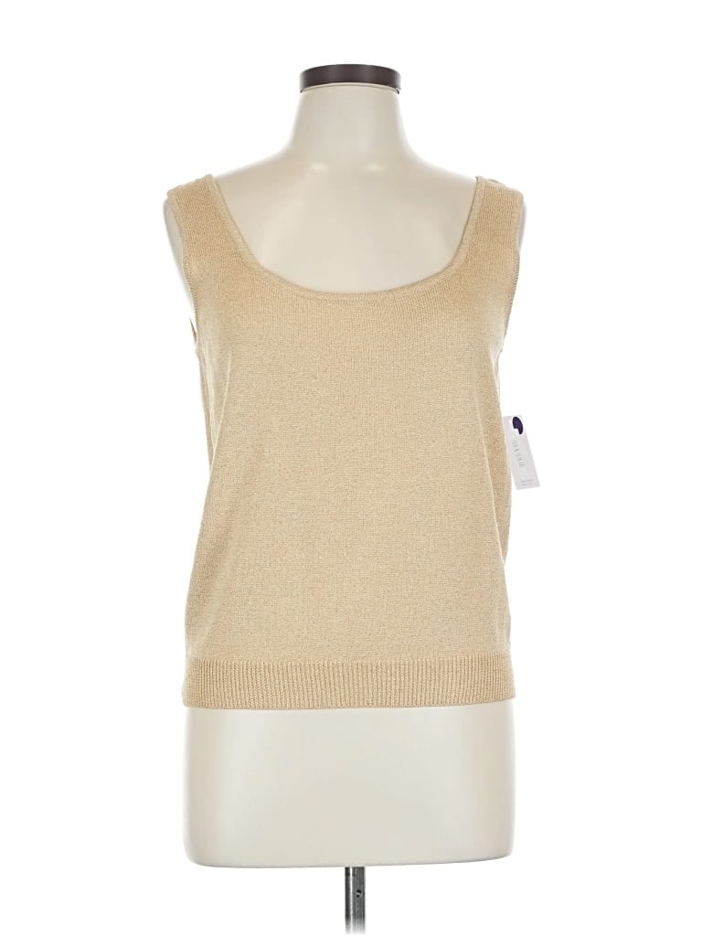 Pre-owned St John Tank Top Tan Square Neckline Tops In Brown
