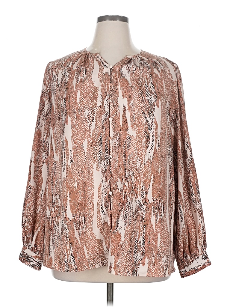 NINE WEST Pre-owned Long Sleeve Blouse In Brown