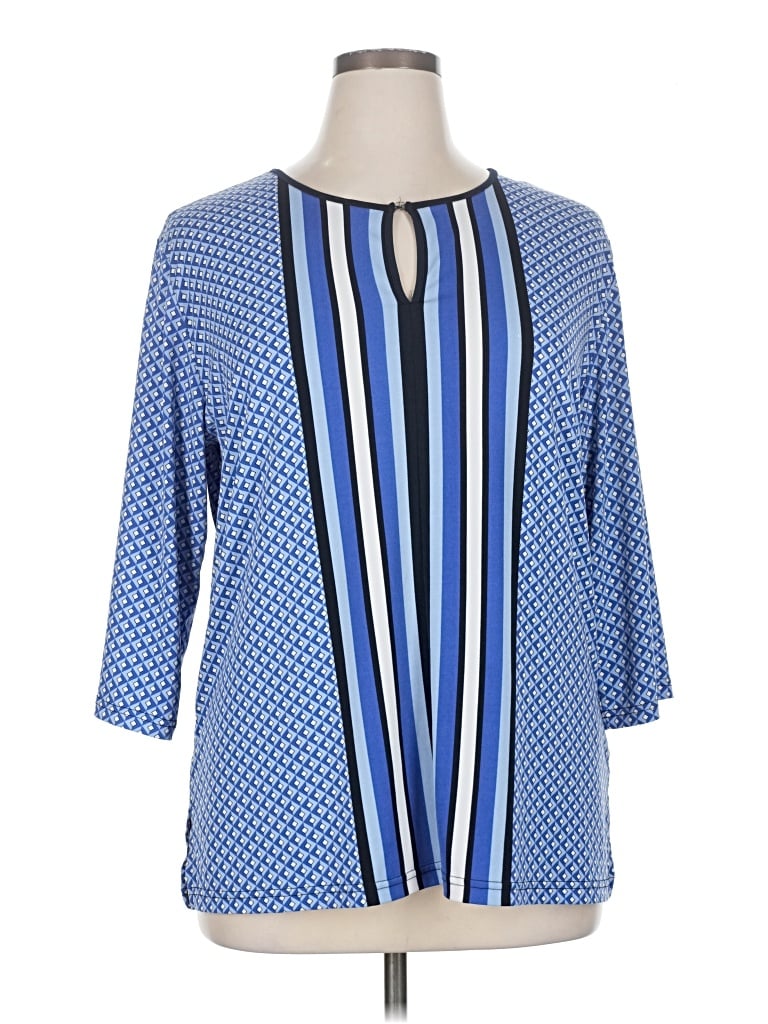 Pre-owned Jones New York 3/4 Sleeve Blouse In Blue